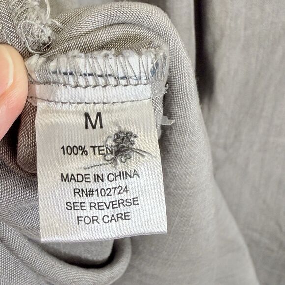 Hester & Orchard Washed Grey Tencel 3/4 Sleeve Shirt Top Tunic Women's Medium - Picture 6 of 6